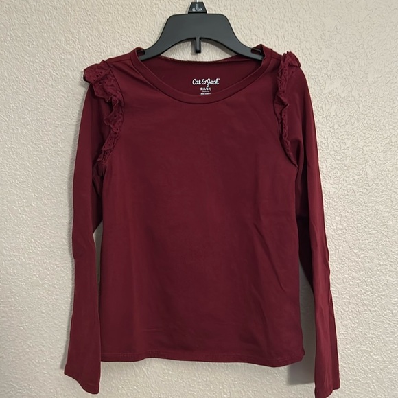 Girls Cat & Jack long sleeve maroon shirt size 6/6x. - Picture 1 of 3